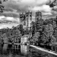 Buy canvas prints of Durham Cathedral B&W by Kevin Tate