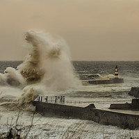Buy canvas prints of Seam Harbour rough seas by Kevin Tate