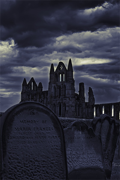 Whitby Abbey From The Grave Picture Board by Kevin Tate