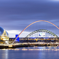 Buy canvas prints of  Newcastle Quayside Panoramic by Northeast Images