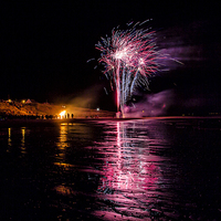 Buy canvas prints of  Cresswell Beach Fireworks by Northeast Images