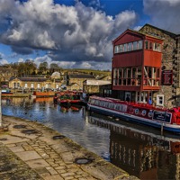 Buy canvas prints of The Canal Basin Skipton by Trevor Kersley RIP