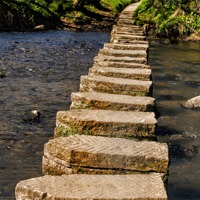 Buy canvas prints of Stepping Stones at Lealholm by Trevor Kersley RIP
