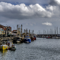 Buy canvas prints of The Harbour Scarborough by Trevor Kersley RIP