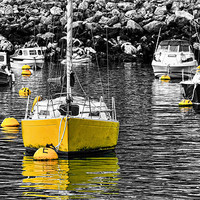 Buy canvas prints of Yellow Boat At Brixham by Jason Connolly