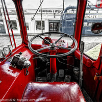 Buy canvas prints of Big Red Bus Driving Cab by Jason Connolly