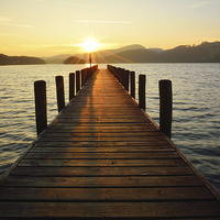 Buy canvas prints of Golden Jetty, Coniston by Jason Connolly