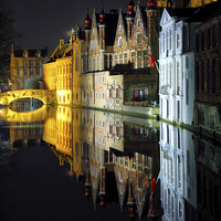 Buy canvas prints of  Bruges By Night by Jason Connolly