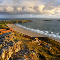 Buy canvas prints of  Rhossili Golden Hour by Jason Connolly