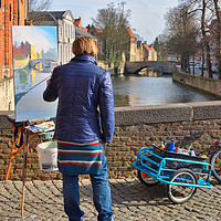 Buy canvas prints of A Painter In Bruges by Jason Connolly