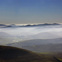 Buy canvas prints of Misty Lanarkshire View by Tom Gomez