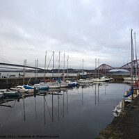 Buy canvas prints of Queensferry Harbour and Bridges by Tom Gomez