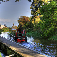 Buy canvas prints of Narrow Boat at Strawberry Bank by Tom Gomez