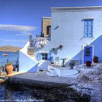 Buy canvas prints of Halki Villa on the waterfront by Tom Gomez