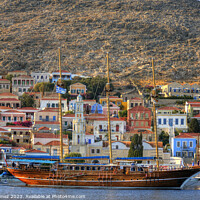 Buy canvas prints of Turkish Gulet moored in Nimborio by Tom Gomez