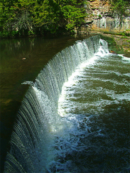 River Almond Weir Picture Board by Tom Gomez