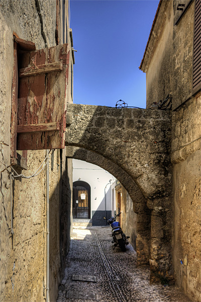 Alleyway in Rhodes Town Picture Board by Tom Gomez