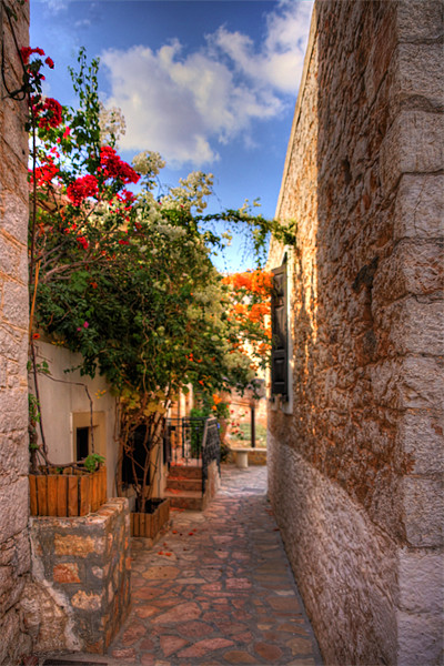 Streets of Halki Picture Board by Tom Gomez