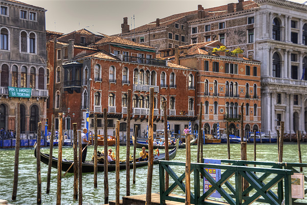Gondolas on the Grand Canal Picture Board by Tom Gomez