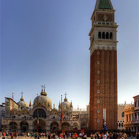 Buy canvas prints of St Mark's Basilica and Camponile by Tom Gomez