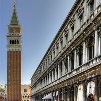 Buy canvas prints of St Marks Basilica and Procuratie Nuove by Tom Gomez
