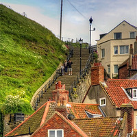 Buy canvas prints of Middle of the Whitby Steps by Tom Gomez