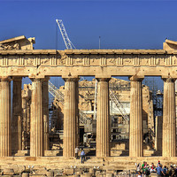 Buy canvas prints of Heavy Lifting Gear in the Parthenon by Tom Gomez