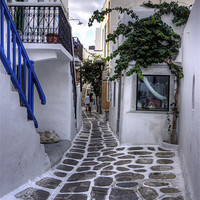 Buy canvas prints of Residential Streets of Mykonos by Tom Gomez