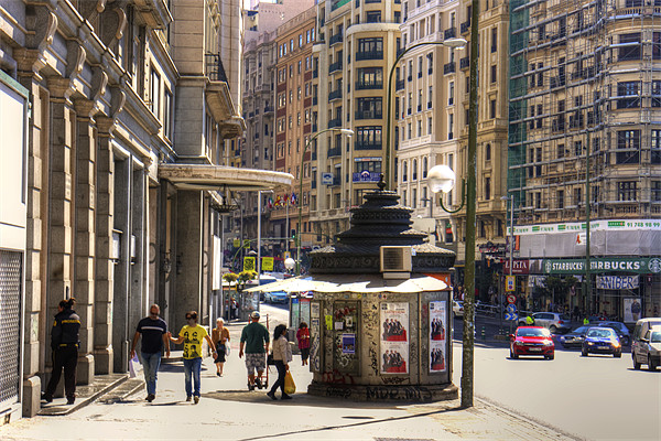 Newspaper Stand on the Gran Via Picture Board by Tom Gomez