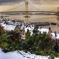 Buy canvas prints of Queensferry Harbour and Road Bridge by Tom Gomez