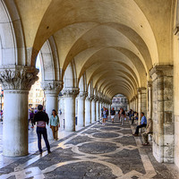 Buy canvas prints of Doges Palace Colannade by Tom Gomez