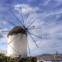 Buy canvas prints of Thatched Windmill on Mykonos by Tom Gomez
