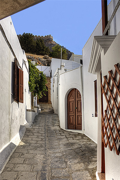 Residental Street in Lindos Picture Board by Tom Gomez