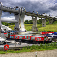 Buy canvas prints of Boats at the Falkirk Wheel by Tom Gomez