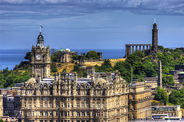 Calton Hill behind the Balmoral Picture Board by Tom Gomez