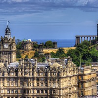 Buy canvas prints of Calton Hill behind the Balmoral by Tom Gomez