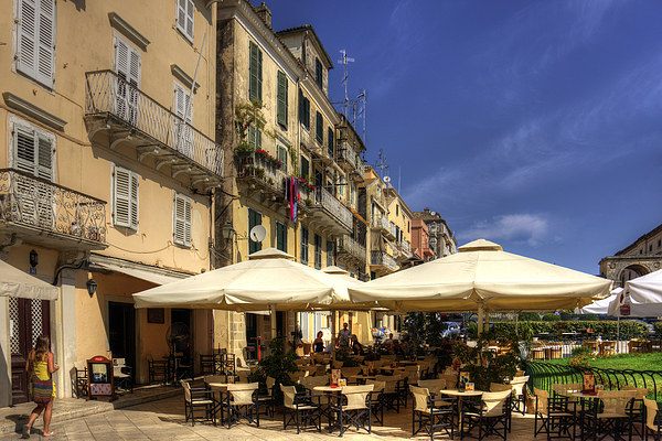 Corfu Town Restaurant Picture Board by Tom Gomez