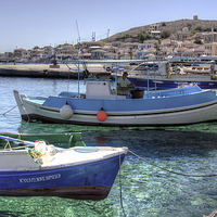 Buy canvas prints of Fishing Boats in the Harbour by Tom Gomez