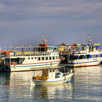 Buy canvas prints of Halki Ferries by Tom Gomez