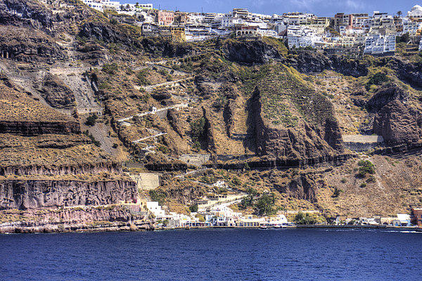 Cliffs of Santorini Picture Board by Tom Gomez