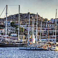 Buy canvas prints of The Crowded Harbour by Tom Gomez