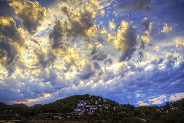 Clouds over Cala Llonga Picture Board by Tom Gomez