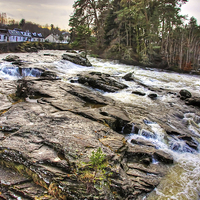 Buy canvas prints of The Falls at Killin by Tom Gomez