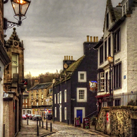 Buy canvas prints of Black and White on the High Street by Tom Gomez