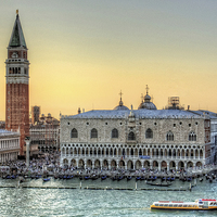 Buy canvas prints of Early Evening Light in Piazza San Marco by Tom Gomez