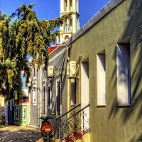 Buy canvas prints of Bell Tower and Alley by Tom Gomez