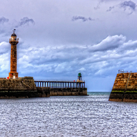 Buy canvas prints of Whitby Lighthouses by Tom Gomez
