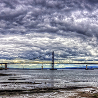 Buy canvas prints of Clouds over the Bridge Panorama by Tom Gomez