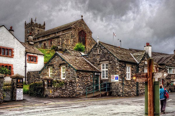 Hawkshead Village and Church Picture Board by Tom Gomez