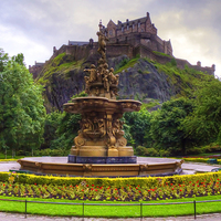 Buy canvas prints of Fountain and Castle by Tom Gomez